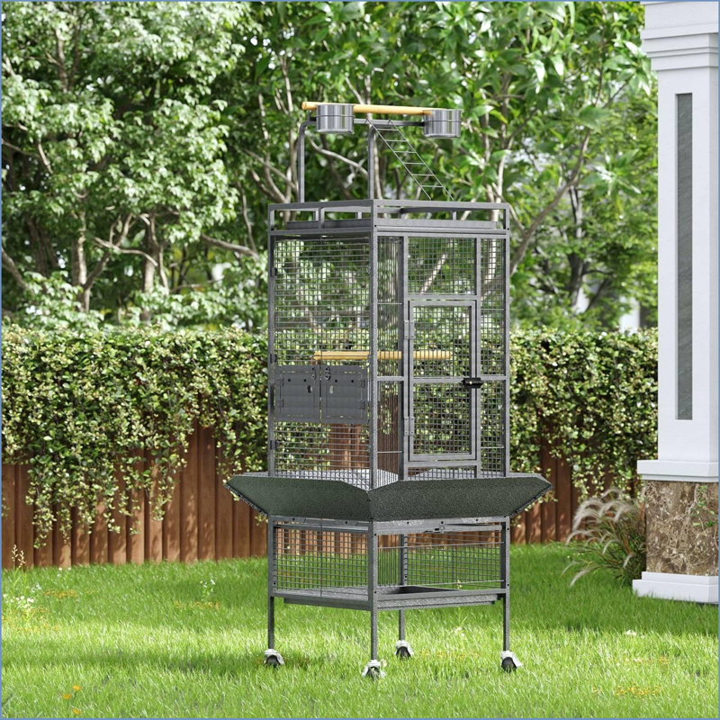 View of Tucker Murphy Pet™ Large Bird Cage With Rooftop Playground & 360 ...